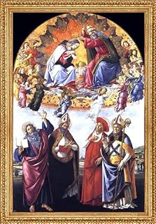 Sandro Botticelli Coronation of the Virgin (San Marco Altarpiece) - 18" x 27" Premium Canvas Print with Antique Gold Finish Frame