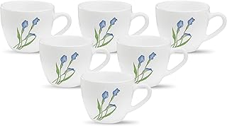 La Opala, Novo Collection Opal Glass Crockery | Cup Lily, Set of 6 | Tender Trio, 150 ml | for Tea & Coffee | Microwave Sa... Price In India