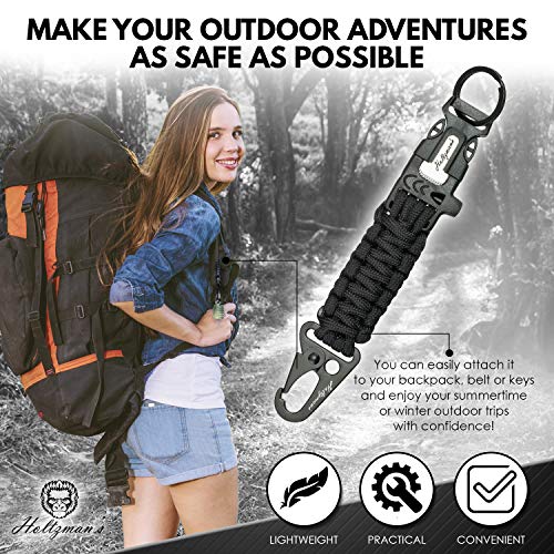 Ultimate 5-in-1 Paracord Keychain with Carabiner for Camping, Fishing, Hunting & Outdoor Emergencies | Multipurpose Survival Tool with Paracord, Emergency Whistle, Flint Rod, Key Ring… - Thumbnail 3