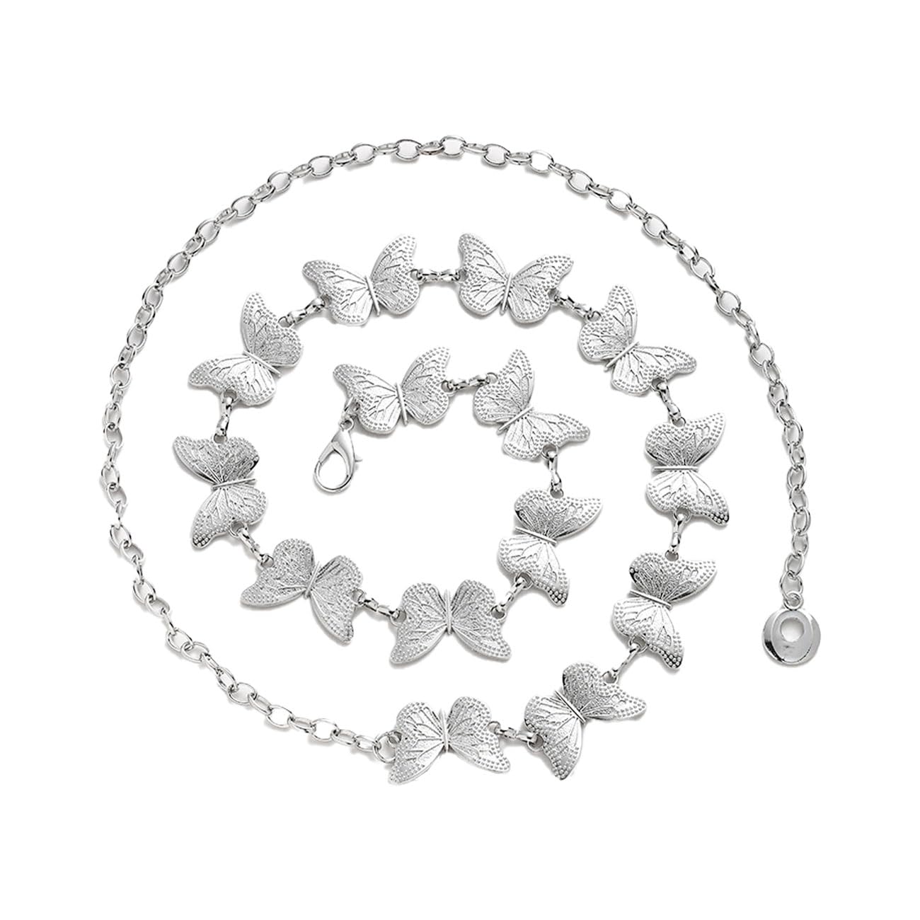 Emottos Women's 05-Silver Concho Chain Belt, Adjustable Carving Metal Waist Chain Western Cowboy Cowgirl For Exquisite Boho Belts For Jeans Dress(7 Style)