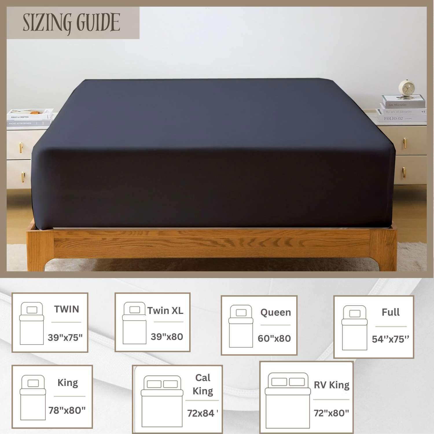 Microfiber Twin XL Zipper Fitted Sheet, 8 Inch Deep Pocket Mattress Cover for RV and Home, Soft Lightweight Wrinkle-Free, Solid Dark Grey