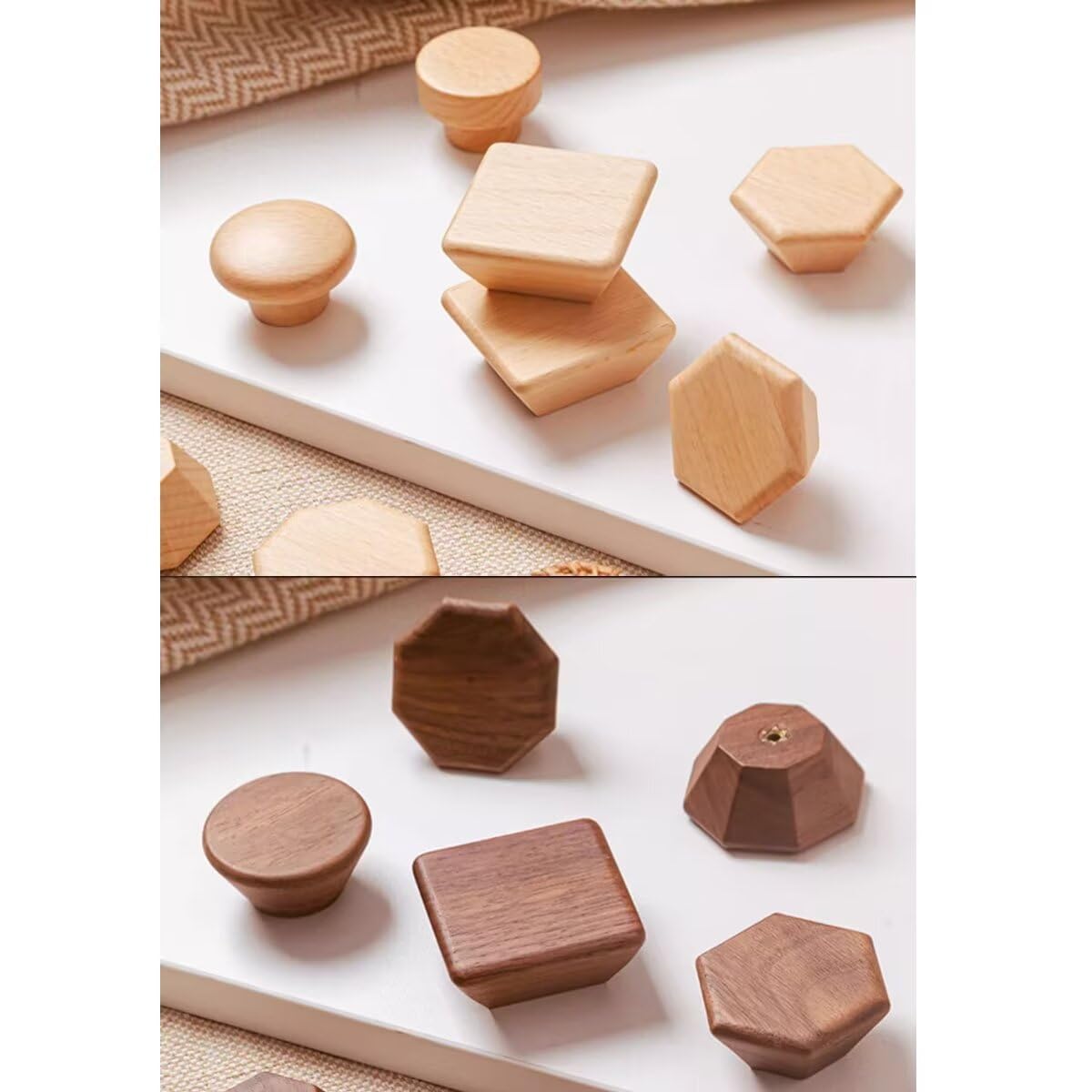 Pomelli ottagonali per cassetti, 60 mm, 10 pezzi, in legno di noce, pomelli ottagonali per ante di armadi, pomelli di ricambio per armadi, mobili, cucina, grandi dimensioni