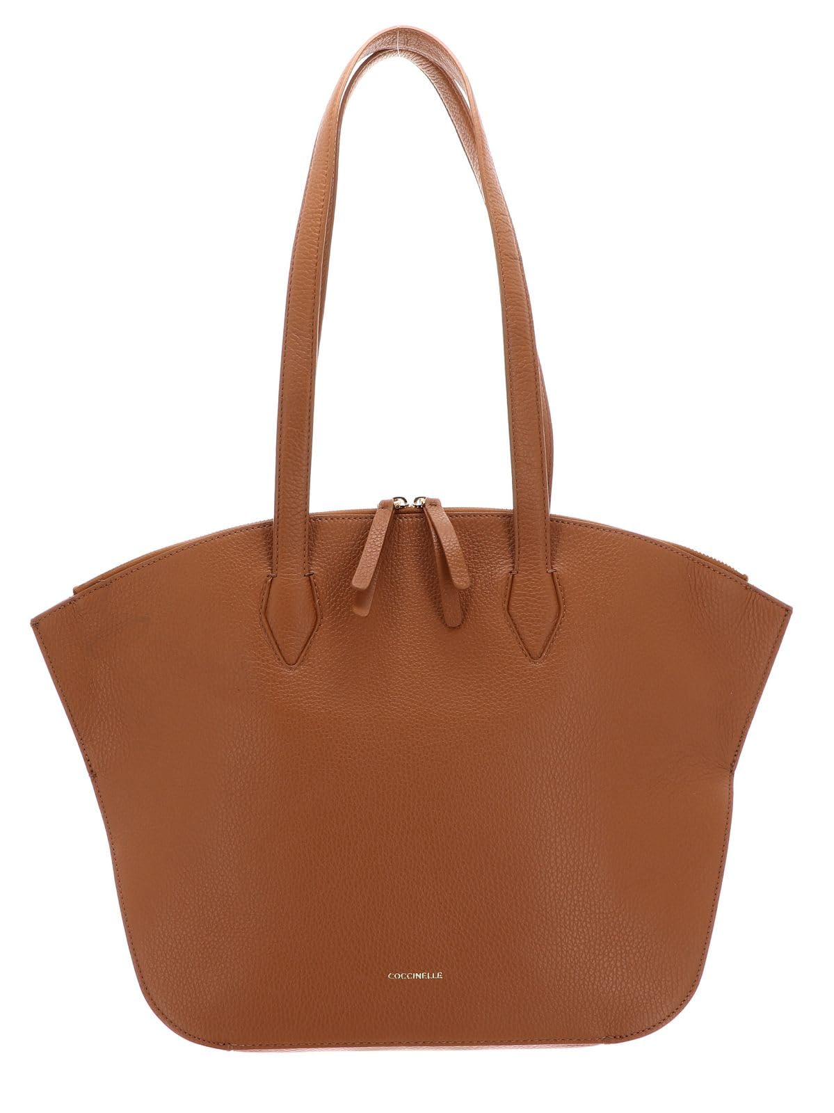 COCCINELLE Leder Shopper Flare Shoulder Bag Grained Leather Cuir Terracotta