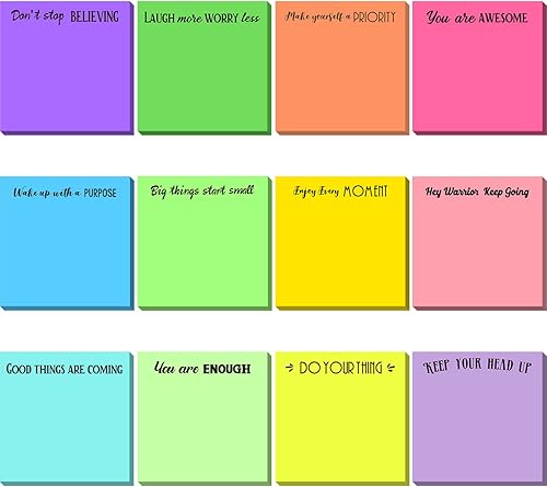 Notas adhesivas inspiradoras de 3 x 3 pulgadas, blocs de notas motivacionales divertidos, 50 hojas cada uno regalos positivos para profesores,