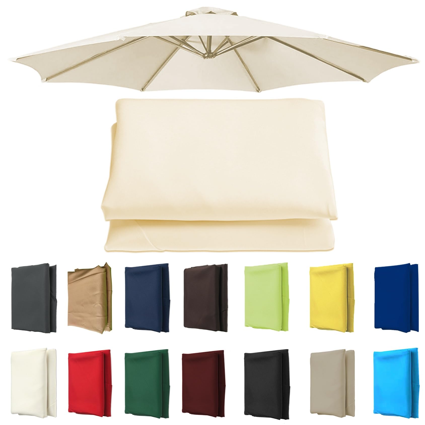 6 Arms/8 Arms Sun Umbrella Replacement Cloth, 2/2.7/3 Meter Umbrella Replacement Canopy Cantilever Parasol Top Fabric Cover Sunshade Cloth - For Garden Patio Yard Beach Pool Market Table ( Color : Off