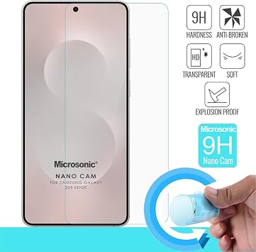 Microsonic Samsung Galaxy S25 Edge Nano Glass Cam Ekran Koruyucu [Galaxy S25 Edge ile Uyumlu Ekran Koruyucu - Şeffaf]