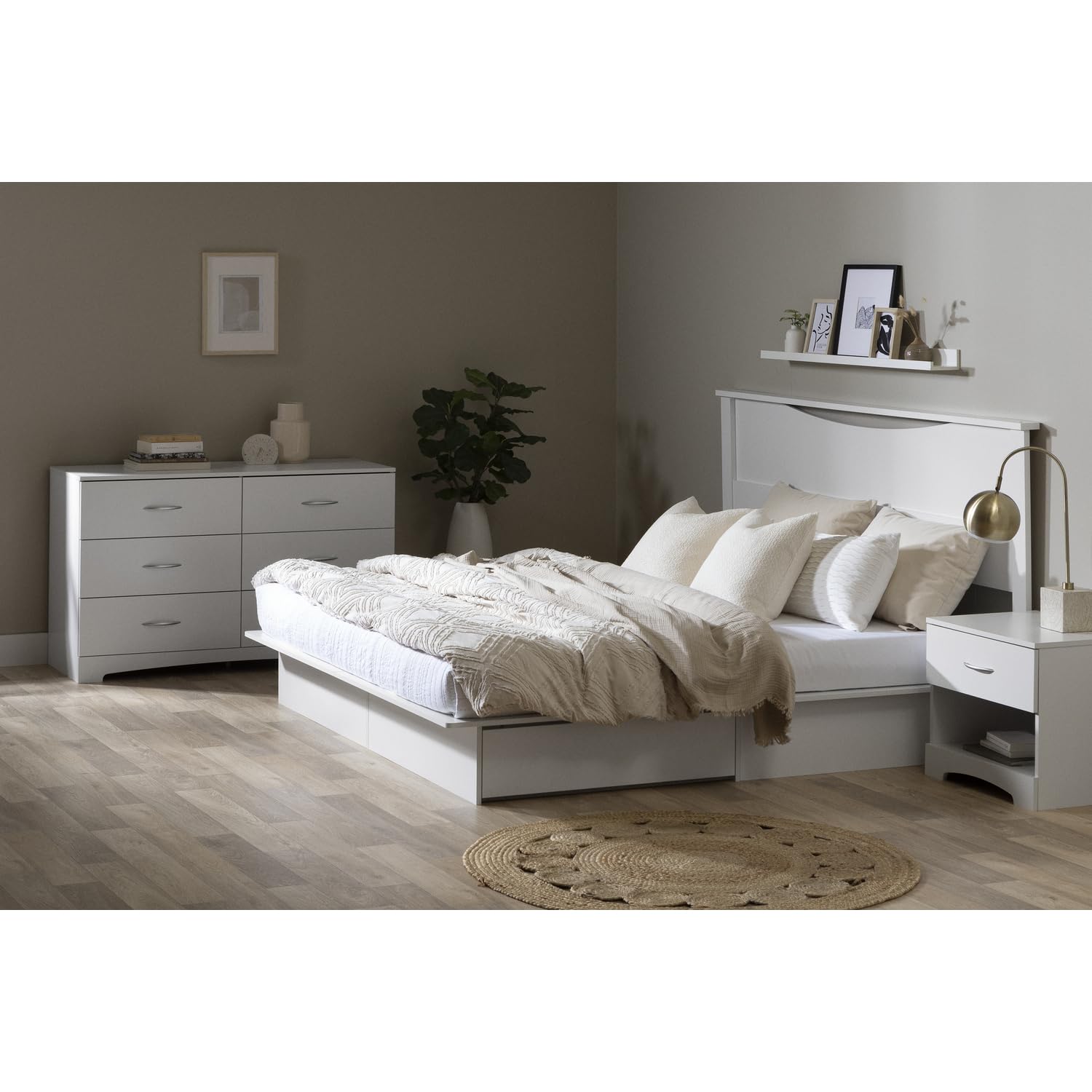 Amazon.com: South Shore Step One Platform Bed with Drawers, King 