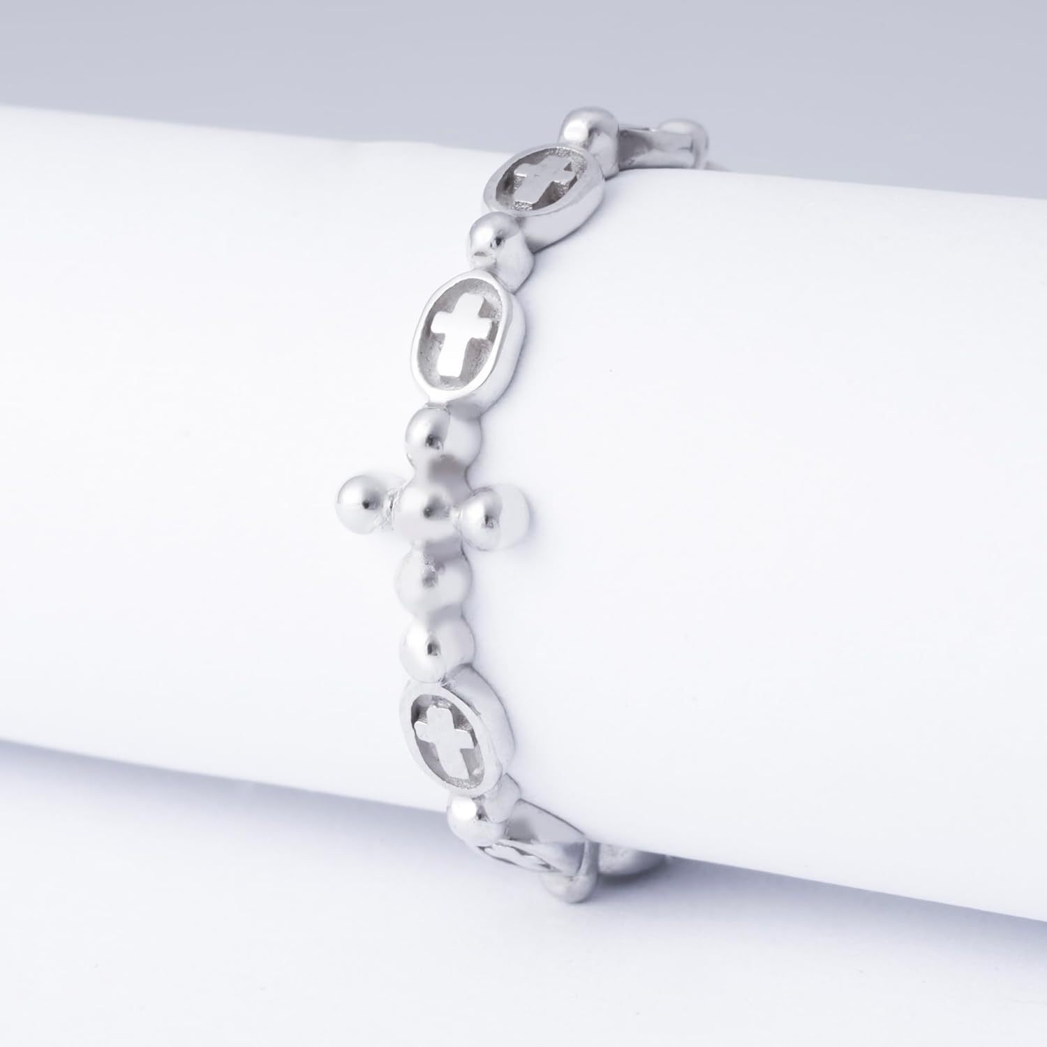 Katarina Rosary Ring 925 Sterling Silver Jewelry Catholic Christian Religious Cross Prayer Ring