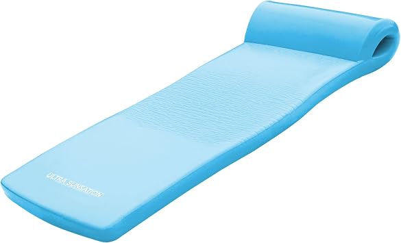 TRC Recreation Ultra Sunsation 2.5 Thick Vinyl Coated Foam Swimming Pool Float Mat Adult Lounger with Built-in Roll Pillow,