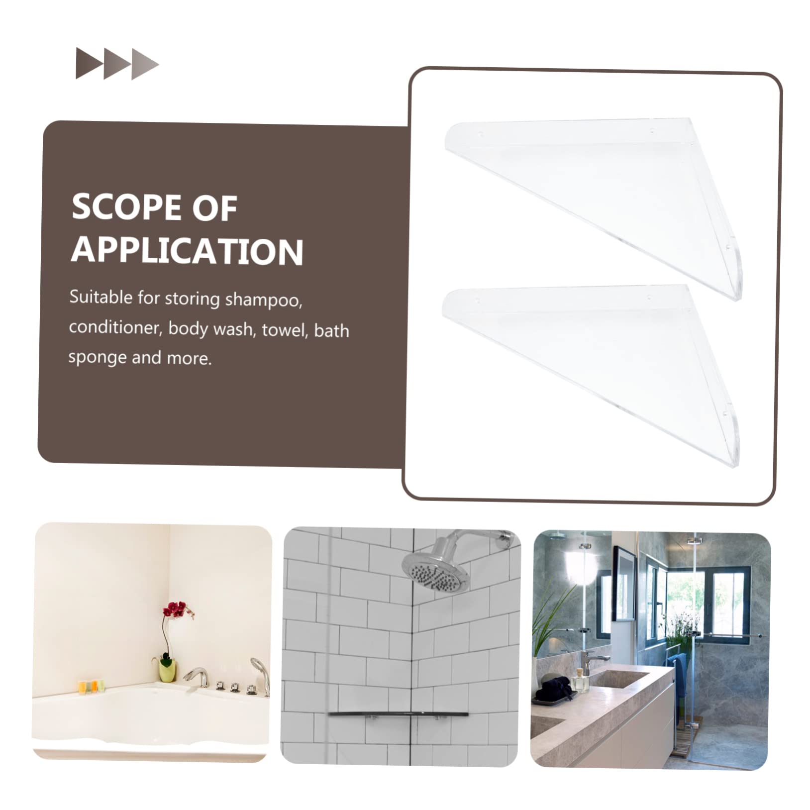 Estante de Esquina para Baño de Acrílico, 1 Juego, Montaje en Pared | Organizador Mural para Ducha, Diseño Triangular Transparente, Almacenamiento Práctico