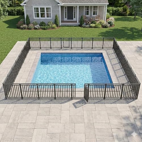 Petorldog 32in H x 72ft L Black-Silver In-Ground Pool Safety Fence