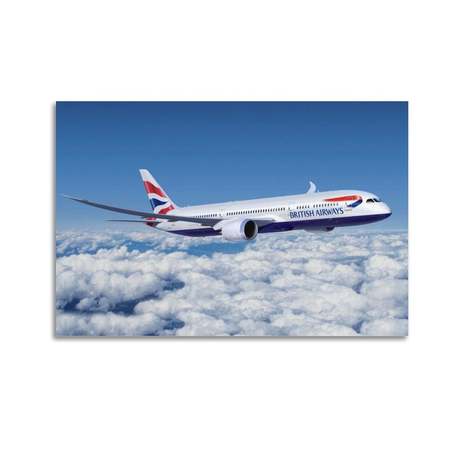 Yibin Unframe-Style Aviation Posters British Airways Plane Long Haul Poster Decorative Painting Canvas Wall Posters And Art Picture Print Modern Family Bedroom Decor Posters 12X18inch(30X45cm)
