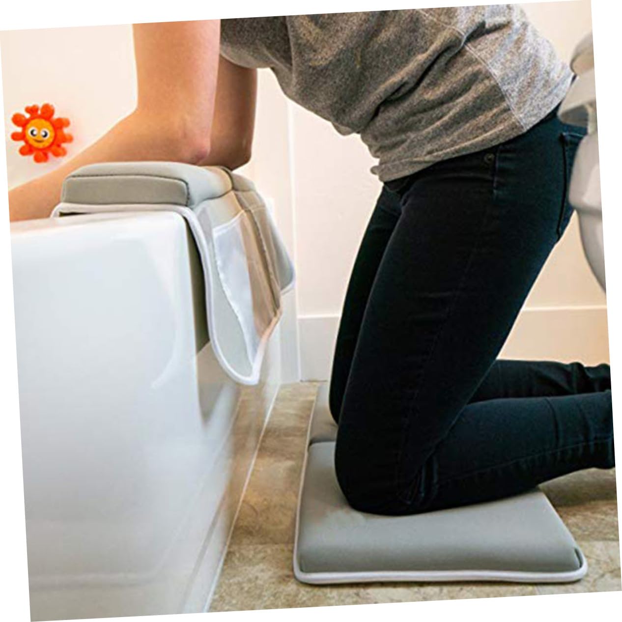 NUOBESTY Alfombra Antideslizante para Bañera Infantil de Sbr Bolsillos para Organizar, Cojín Protector para Rodillas y Codos en Baño y Ducha Segura para Niños