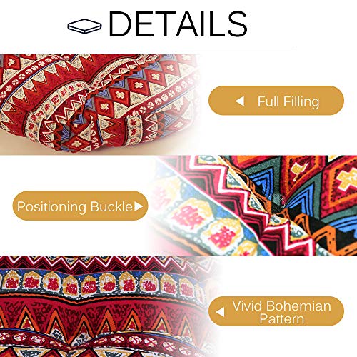 Higogogo Boho Cushion, Round Meditation Pillow Bohemia Striped Style Seat Cushion Yoga Cushion India Mandala Floor Pad For Living Room Bedroom Balcony Garden Party Decoration, 22 Inch, Stripe Red #TOP3