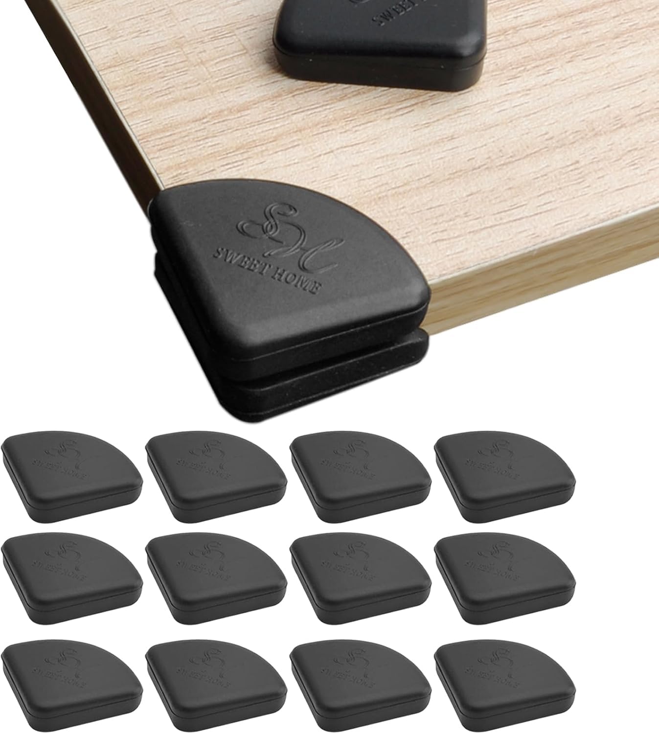 Eckenschutz Baby Schwarz Kantenschutz Silikon 12 Stück Selbstklebend Kantenschutz Tisch Tischkantenschutz Ecken für Verschiedene Möbel, Stoßschutz für Baby Kinder ältere Menschen