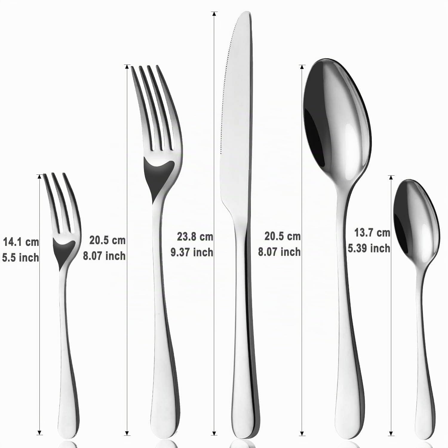 BEWOS Set de couverts pour 12 personnes - Set de 60 couverts comprenant couteaux, fourchettes, cuillères, couverts en acier inoxydable poli miroir, lavable au lave-vaisselle
