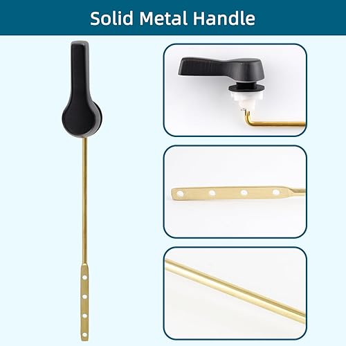 Miniatura 3 de Hygie Rinse Juego de 2 piezas universales de repuesto de mango de inodoro de metal para montaje frontal, compatible con tanque de inodoro