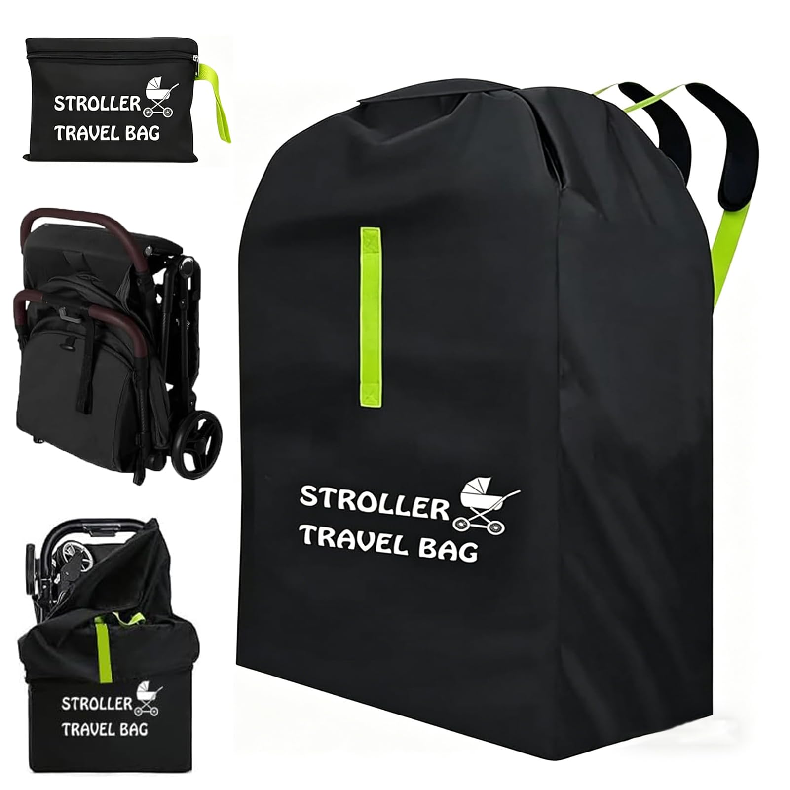 Pram Bag for Airplane, Waterproof Stroller Bag with Shoulder Strap Portable Pram Travel Bag Large Gate Check Pushchair Cover for Plane Infant Strollers
