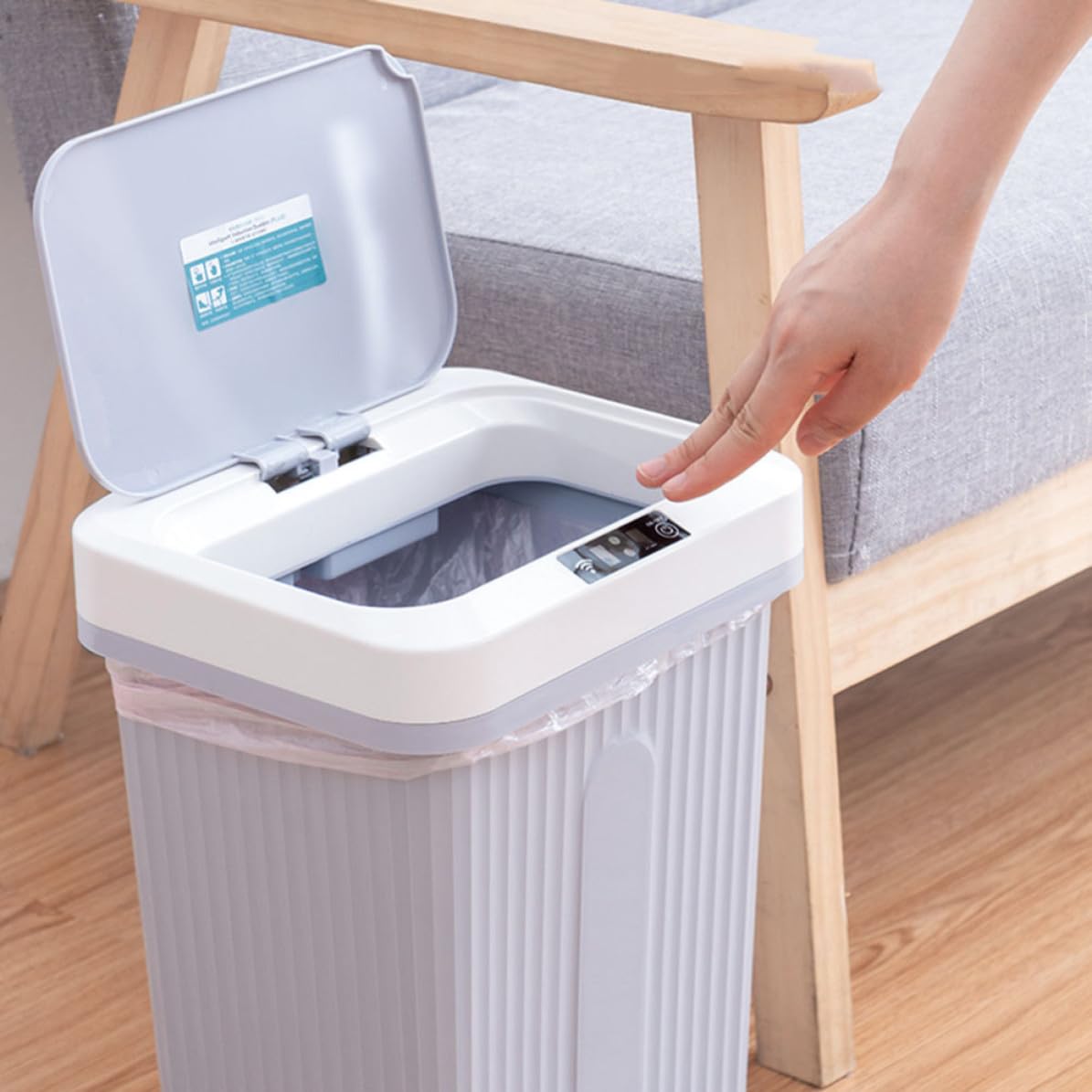 Ciieeo Bote de Basura Inteligente con Sensor, 16l, Plástico, USB