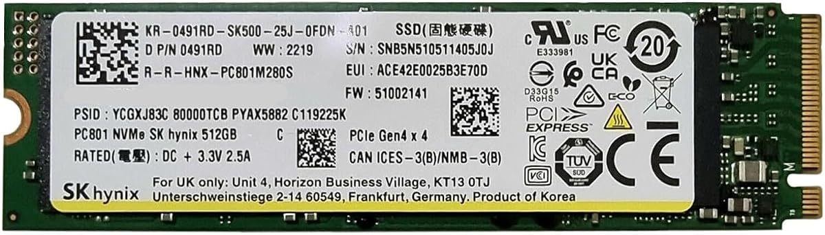 Unidad de estado sólido (SSD) interna PCIe NVMe de 512 GB para juegos Gen4 M.2 2280 - Compatible con Stream Deck, computadora portátil y de escritorio