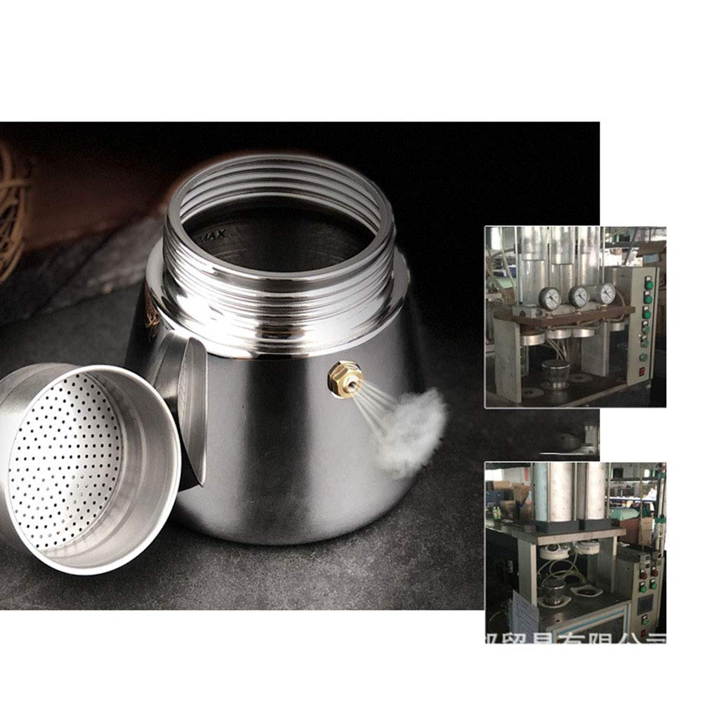 Espressokocher aus Edelstahl für Induktionsherd, 4 Tassen Mokkakanne (200 ml) – Herd-Kaffeemaschine für reichhaltiges, vollmundiges Gebrüh, perfekt für Kaffeeliebhaber