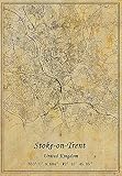 Poster mural carte du Royaume-Uni Stoke-on-Trent style vintage sans cadre 22,9 x 27,9 cm