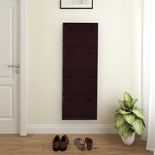 Royal Interiors Metal Shoe Rack Wall Mounted for Home with Central Locking | 4 Door 20 inch Wall Mounted Metal 8 Pair Shoe... Price In India