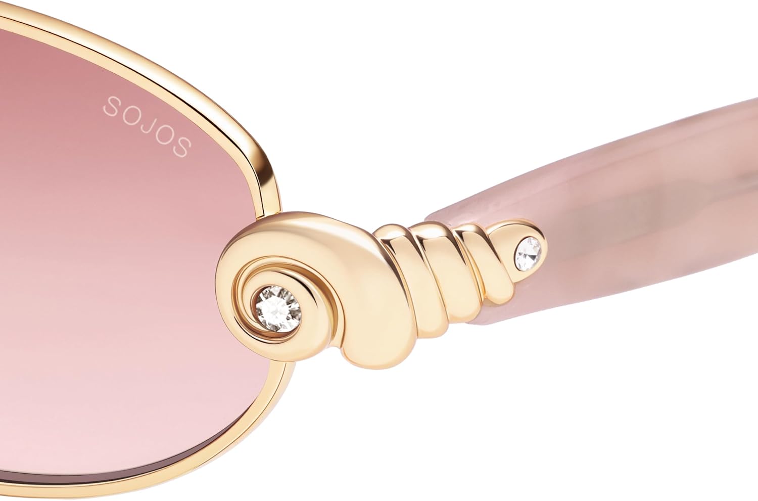 SOJOS Acetate Oval Limited-Edition Sunglasses Women Vintage, Seashell & Diamond Accents Elegant Sun Glasses, Lovelace