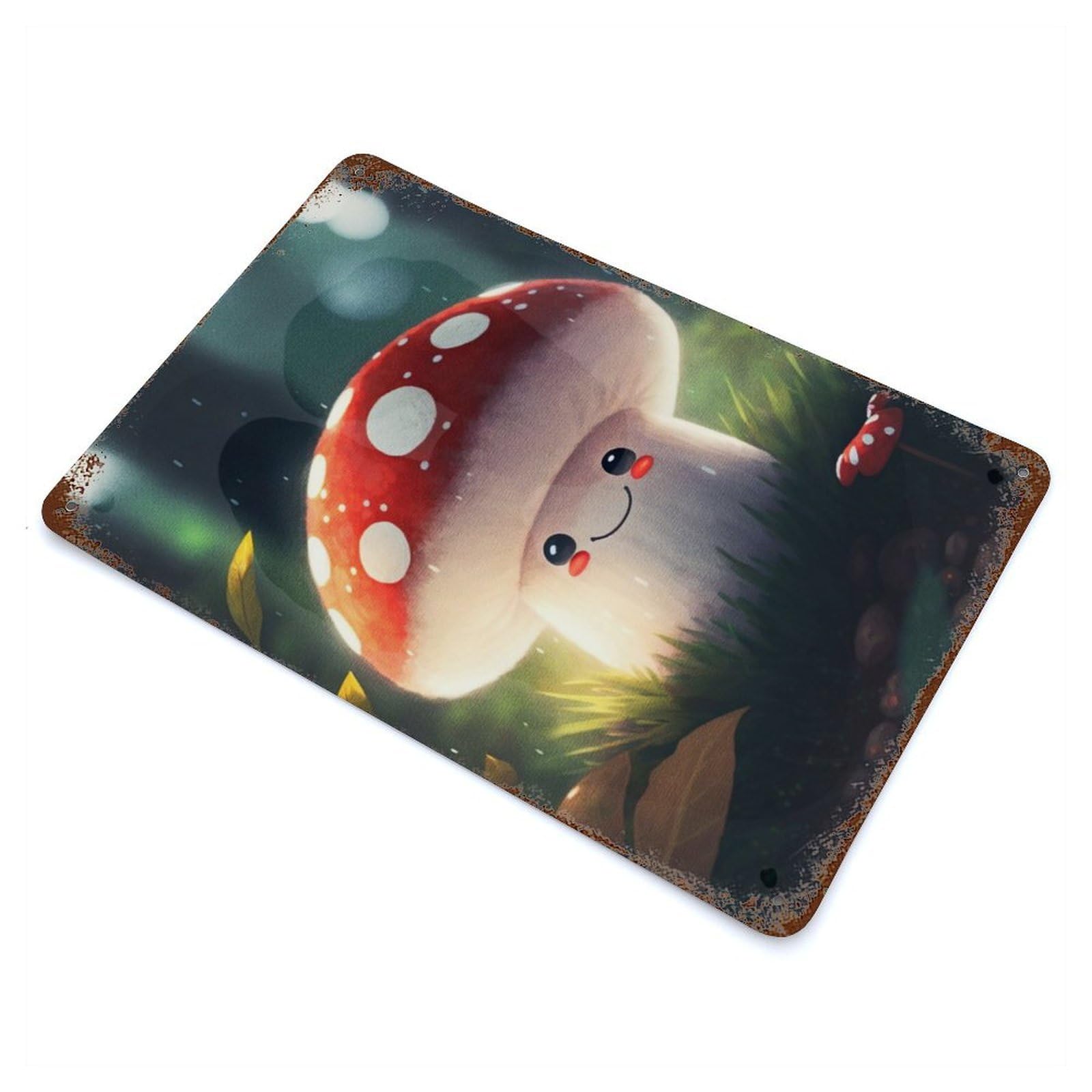 Cute Mushroom Decorative Tin Sign 11.8"x7.9", Old School Wall Decor for Garage, Pub Or Kitchen