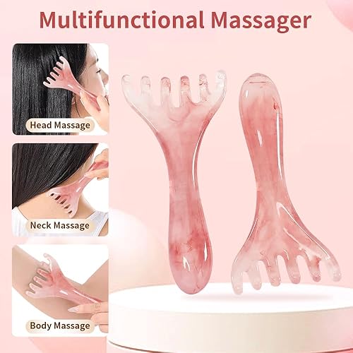 Miniatura 5 de Masajeador de cuero cabelludo Gua Sha, herramientas de terapia, peine manual de spa, masajeador de cabeza para cuero cabelludo y cuerpo relajante