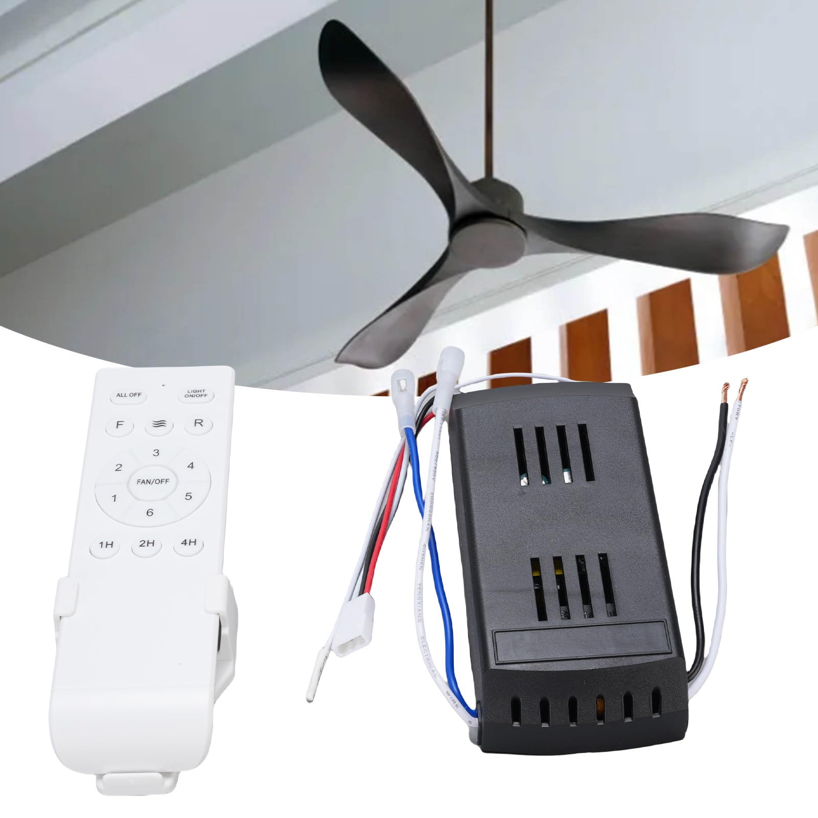 Zerodis Deckenlüfter Wireless Fernbedienungskit Universal Ersatzsystem mit Langfristigem Signal 6-Speed-Timer Langlebiger ABS-Build für die Installation der Heimatvermittlung