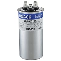 Vista 1 de BOJACK 97F9834 35+5uF 35/5MFD ±6% 370V CBB65 Condensador de arranque circular de doble ejecución para funcionamiento del motor de CA o arranque