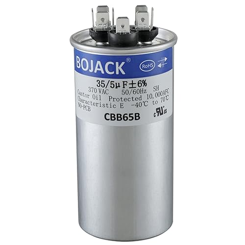 BOJACK 97F9834 35+5uF 35/5MFD ±6% 370V CBB65 Condensador de arranque circular de doble ejecución para funcionamiento del motor de CA o arranque del