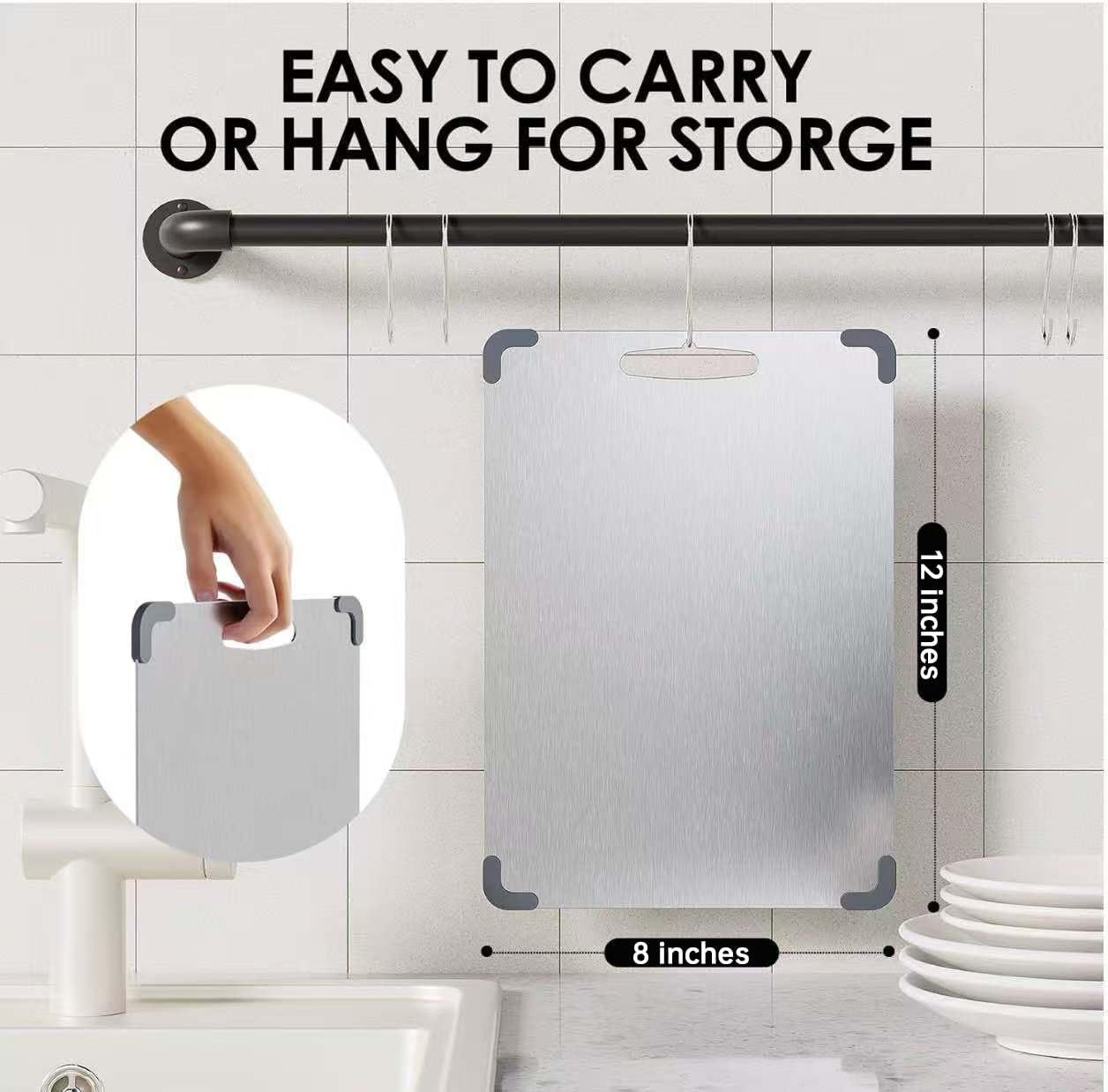 Premium Pure Cut Titanium Cutting Board – Dual‑Sided, Non‑Toxic, Non‑Slip & Dishwasher Safe – Ideal Titanium Cutting Boards for Kitchen