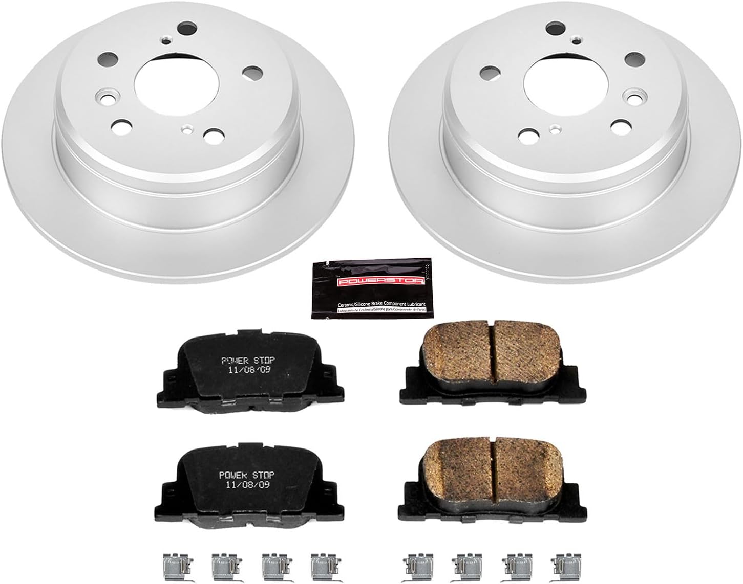 PowerStop Rear Brake Kit For Lexus ES300 2000-01 | Toyota Camry 2000-01 - Fully-Coated Disc Rotors with Z17 Ceramic Brake Pads Replacement, CRK1084