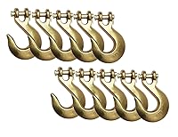 Vista 62 de Mytee Products (10 Pack) G70 1/2" Clevis Slip Hook with Latch - 11,300 LBS WLL Heavy Duty Grade 70 Safety Chain Hook for Trailer Truck Transport