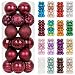 XmasExp 34ct Christmas Ball Ornaments Shatterproof Christmas Ornaments Set Decorations for Xmas Tree Balls(1.57''/40mm, Burgandy)