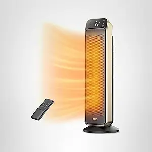 DREO Space Heater Indoor, 25" 11.5ft/s Fast Portable Room Heater with Remote and Thermostat, 3 Modes, Overheating & Tip-Over Protection, Electric Heaters for Indoor Use Large Room, Bedroom, Gold