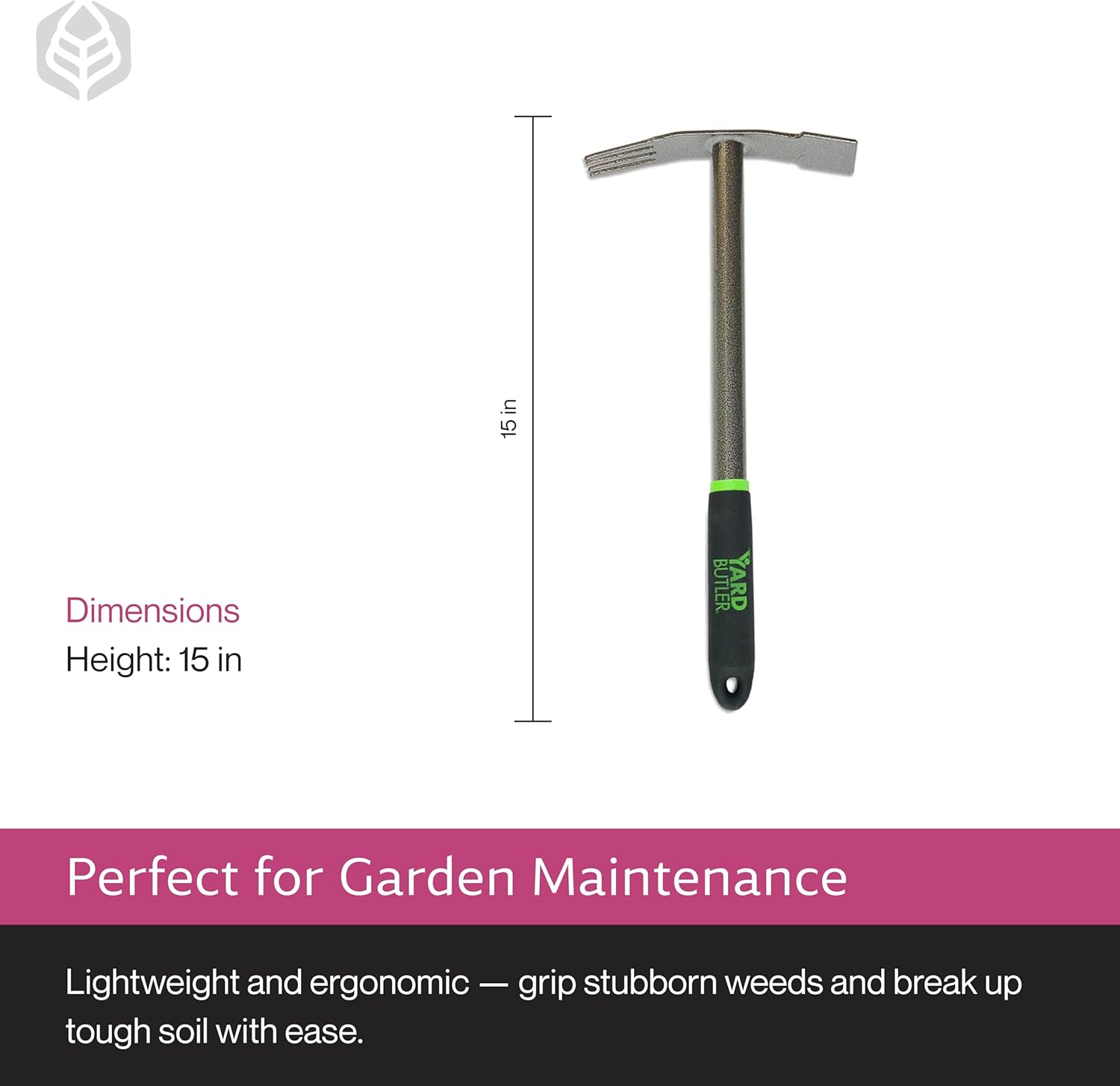 Yard Butler Terra Garden Weeder Hand Tool, ITT-1W - Essential Gardening Tool for Yardwork - Power-Coated Steel Construction - Comfortable Grip - Long-Lasting - Rust-Resistant