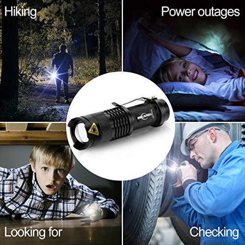 5 Pack Mini Flashlights Led Flashlight 300Lm Adjustable Focus Zoomable Light (Black) #TOP6
