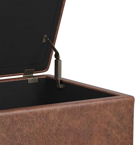 Miniatura 215 de Otomana rectangular de almacenamiento de cuero sintético Simpli Home Avalon., Cuero, Marrón Azul,Marrón Chocolate,Cloud gris,Gris oscuro,Azul