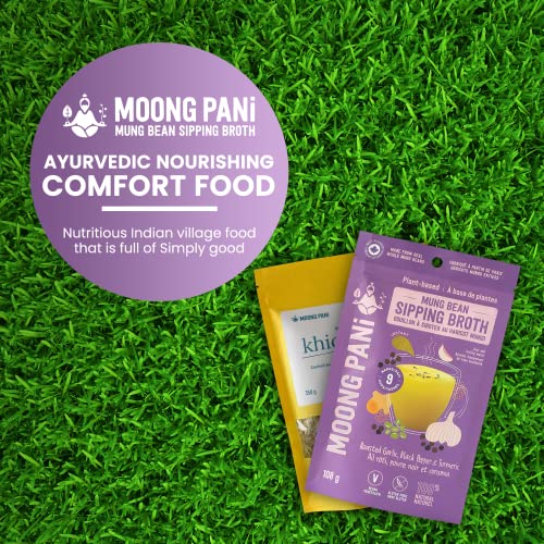 Mung Bean Sipping Broth(Garlic & Turmeric) & Khichari (Kitchari Kit) | Vegan | 100% Natural | Gluten Free | Soy-Free | Keto-Friendly | 5 Flavours | Cooked, Spiced Whole Green Mung | Combo Pack #TOP1