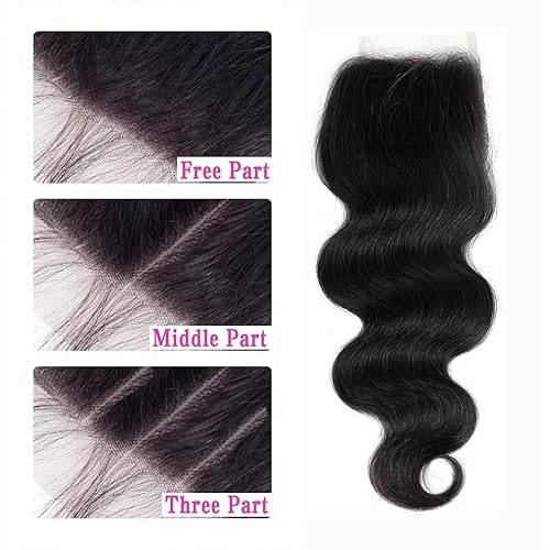 Miniatura 3 de Zezejenhu - Cierre brasileño ondulado de 16 pulgadas, parte libre, cierre de encaje, 4 x 4, prearrancado con cabello de bebé, cierre de línea