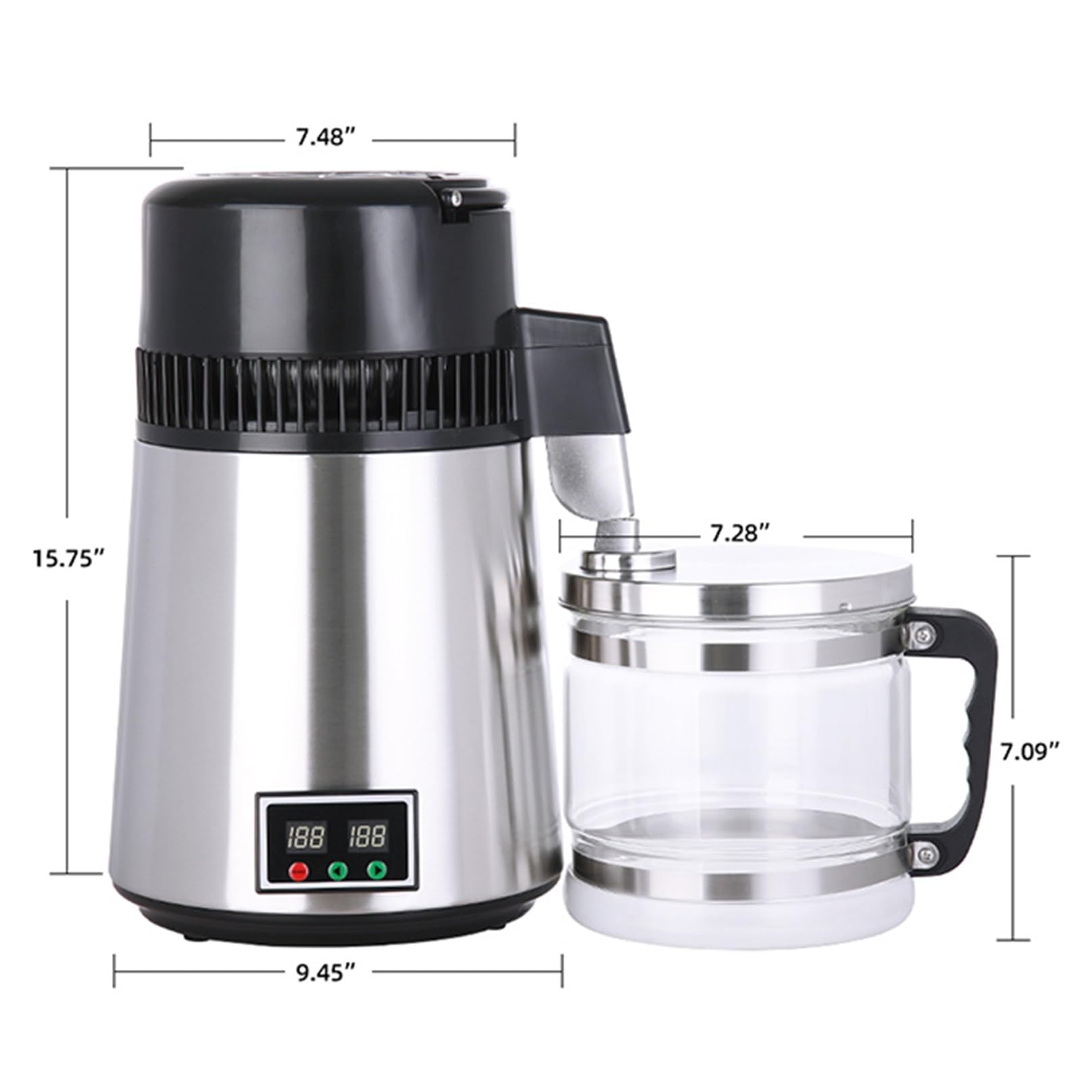 Destilador De Agua con Recipiente De Vidrio Máquina For Fabricar Agua Destilada De 4 litros con Control De Temperatura Purificador De Agua Eléctrico For Destilación De Agua En El Hogar