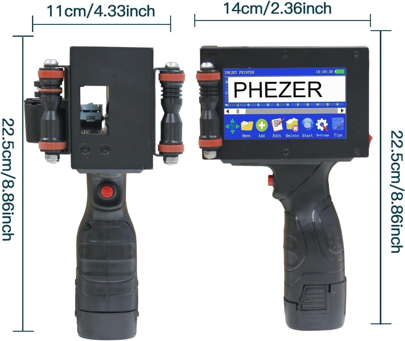 Stampante a getto d'inchiostro portatile P16-1, altezza di stampa 1 pollice, cartuccia solvente 72 ml, codifica intelligente