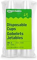 Amazon Basics 3oz Mini Clear Plastic Disposable Cups, 100 Count - Sturdy for Mouthwash, Office, Bathroom Rinse