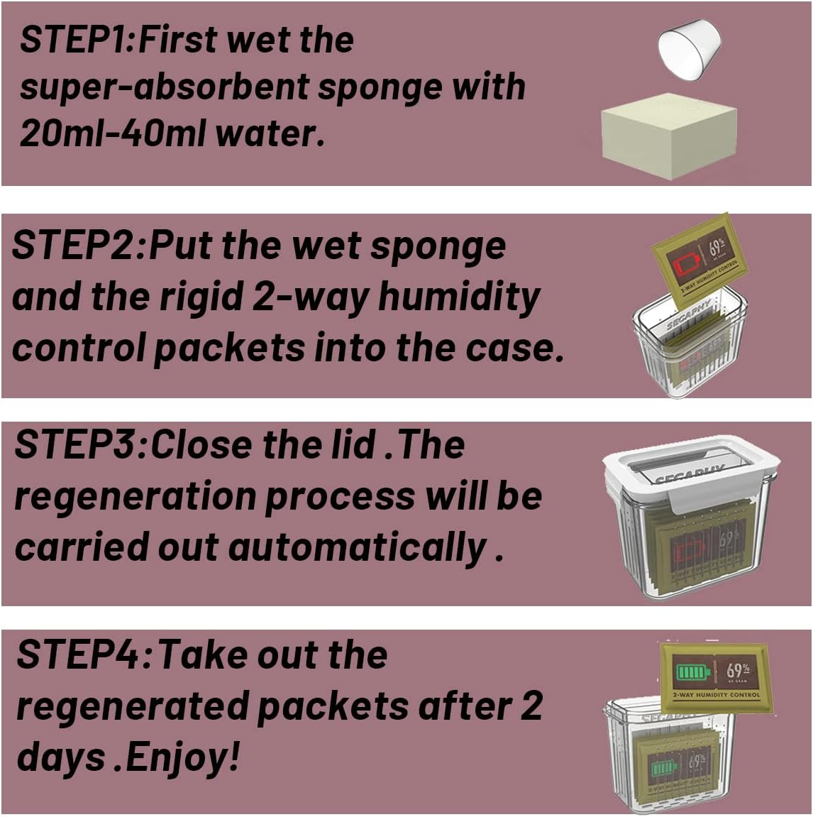 RH 2-way Humidity Control Packets Regeneration Box Recharger Humidor Accessories