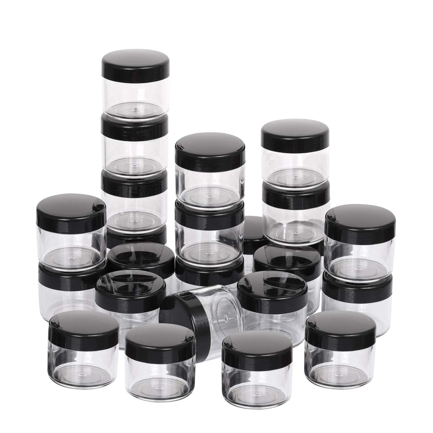 Hunky Dory 12pcs 25grams PS Acrylic Transparent with Black Cap with LID Cosmetics Container for Creams,Lip Balm, Body Butter, Essential Oil, Costemic, Makeup, Travel Use-picture-16