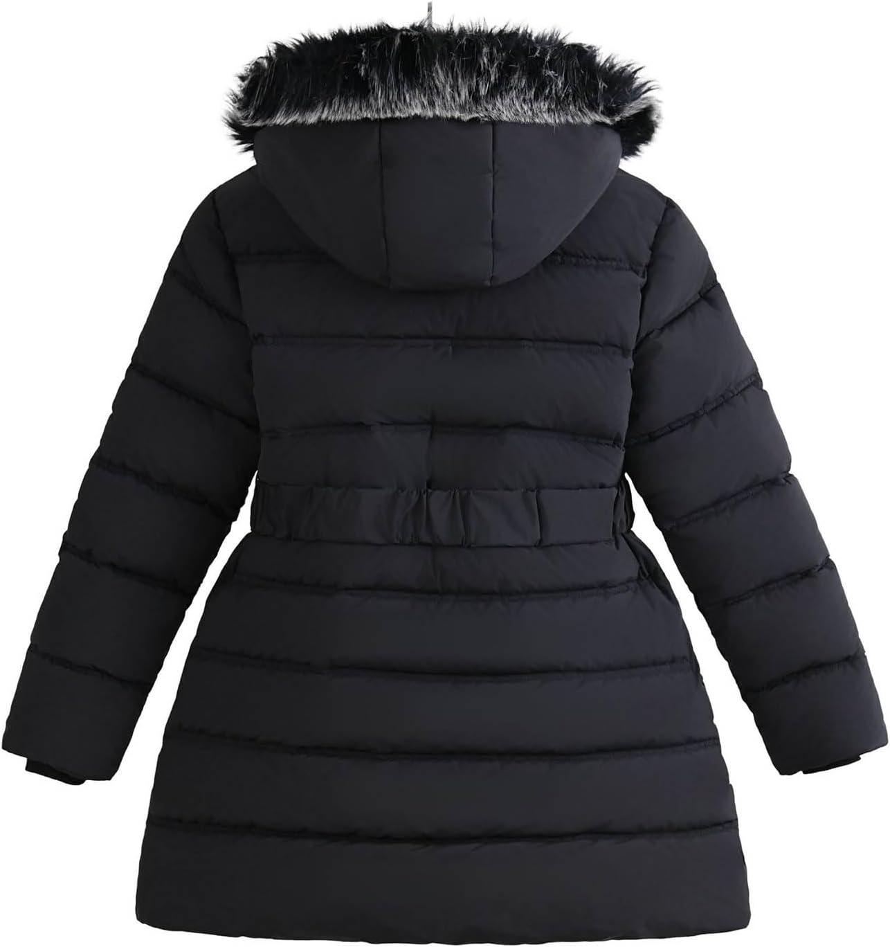 Girls' Lightweight Jacket Thicken Thermal Warm Hooded Winter Outerwear Zipper Long Pockets Down Coats for Cold