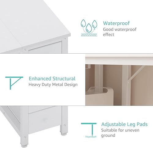 Miniatura 8 de Lufeiya - Escritorio de computadora blanco con cajones de tela y estantes de almacenamiento, escritorio de estudio de 55 pulgadas para oficina en